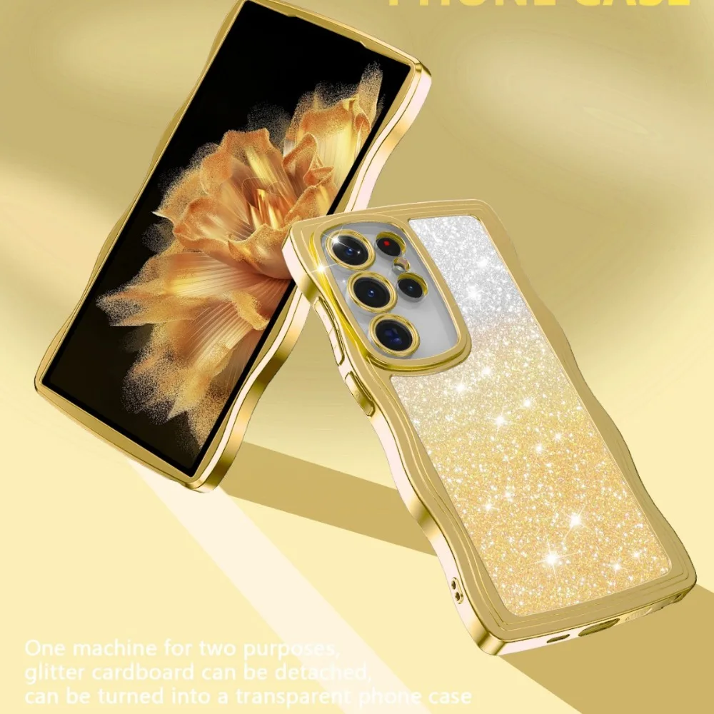 Funda ondulada transparente galvanizada para Samsung Galaxy S24 S23 S22 Plus Ultra S21FE A55 A16 A15 A06 con cubierta de papel con tarjeta brillante - imagen 3