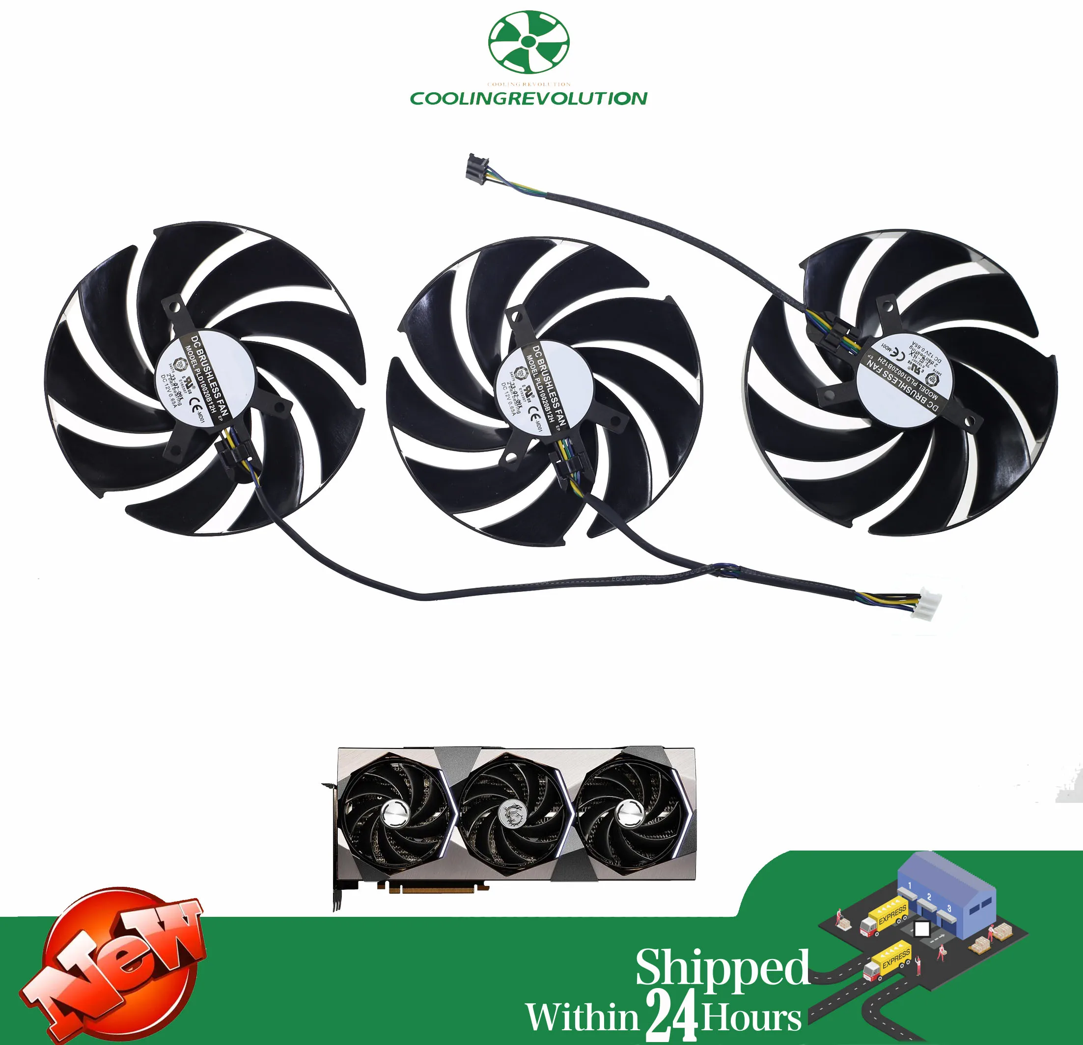 95MM PLD10020B12H DC12V 0.65A ventilador de tarjeta gráfica de 4 pines para MSI GeForce RTX4070 4070TI 4080 4080Ti 4090 4090Ti SUPRIM X - imagen 2