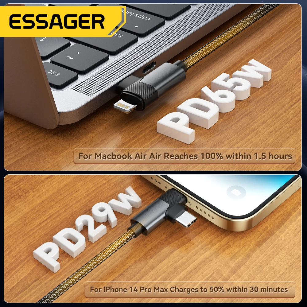 Cable USB-C 65W Essager Carga Rápida iPhone 15/MacBook/iPad Pro - imagen 5