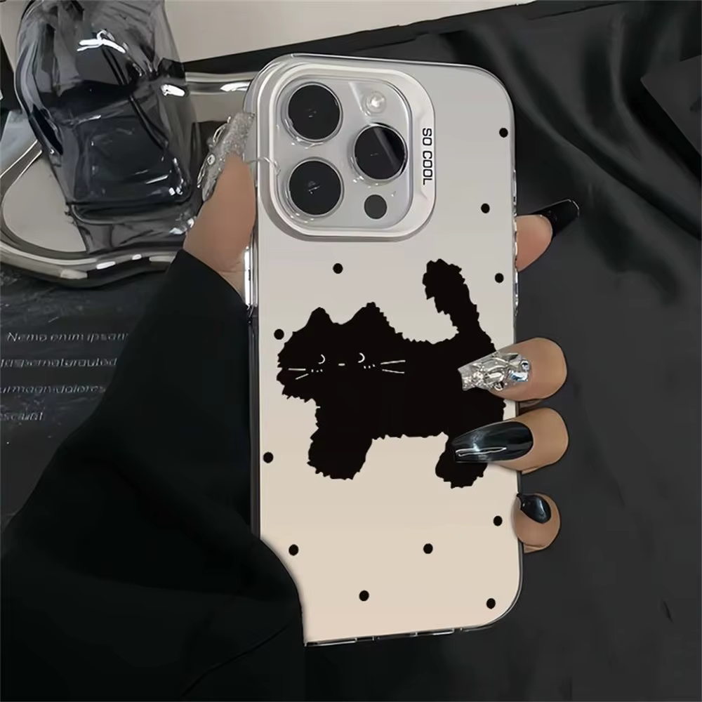 Funda de teléfono de gato de lujo para iPhone 11 13 16 15 14 12 Pro Max 16promax 15promax 14promax suave TPU IMD Mate Funda a prueba de golpes - imagen 2