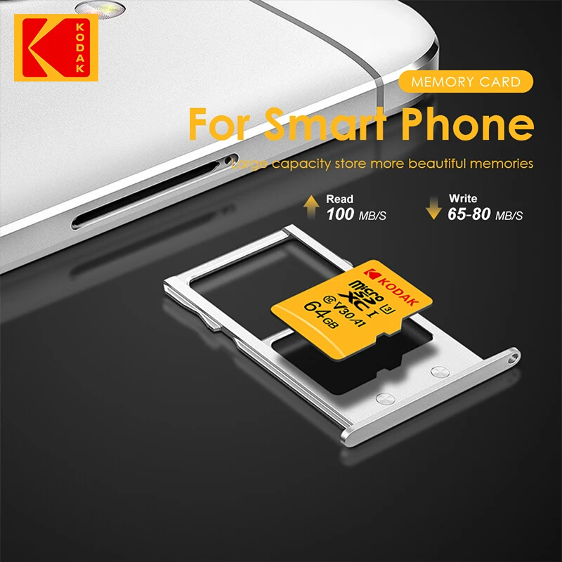 Tarjeta Micro SD Original Kodak, tarjeta de memoria Clase 10 de 128GB, tarjeta Flash de 64GB, 256GB, 32GB, V30 U3, cartao de memoria para grabadora de conducción - imagen 5