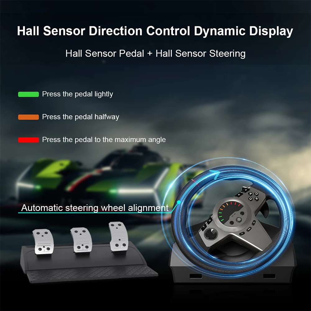 Volante para juegos de 270 °, simulador con Pedal y palanca de cambios para PC, para PS3/PS4/Switch/Xbox One - imagen 3