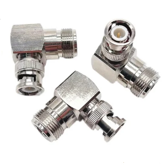 Conectores adaptadores coaxial RF de ángulo recto de 90 grados, 1 piezas N hembra a BNC macho