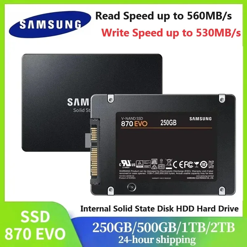 SAMSUNG SSD 870 EVO disco duro interno de estado sólido HDD SATA3 2,5 pulgadas portátil de escritorio 1TB 2TB 250GB 500GB PC MLC disco duro