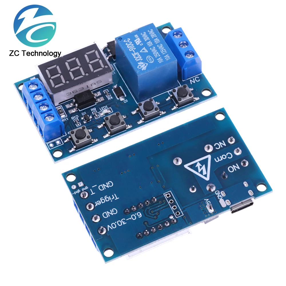 Temporizador de retardo de ciclo de automatización, interruptor de Control de apagado, relé de tiempo de retardo, CC 6-30V, soporte Micro tipo c, USB 5V, pantalla LED, 6V, 9V, 12V, 24V - imagen 2