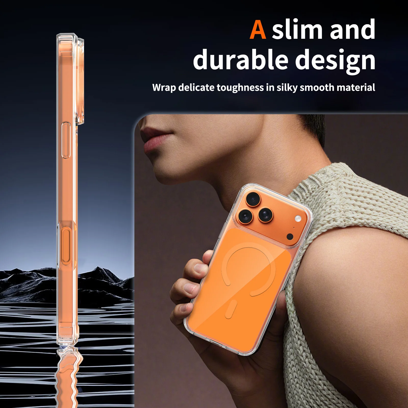 Funda Magnética Transparente de Lujo con Sensación de Piel para iPhone 17 Pro Max 16 Plus 15 14 13 12, Compatible con Magsafe, Ajuste Delgado - imagen 5