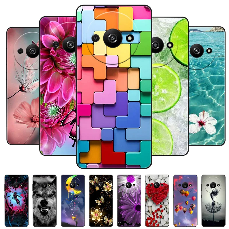 Para Xiaomi Redmi A3 funda negra León Lobo fundas traseras suaves de silicona para Xiaomi Redmi A3 funda de teléfono RedmiA3 A 3 protectora