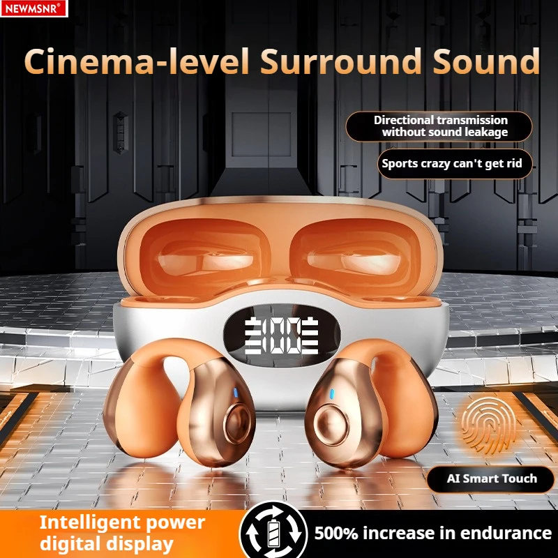 Auriculares de conducción ósea con Clip, sonidos envolventes, inalámbricos por Bluetooth, auriculares con reducción de ruido, auriculares deportivos con micrófono