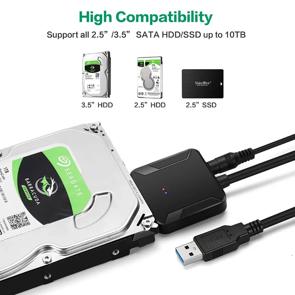 Cable convertidor adaptador USB 3,0 a Sata 3, Cable convertidor de disco duro USB3.0 para Samsung Seagate WD 2,5 3,5 HDD SSD - imagen 2