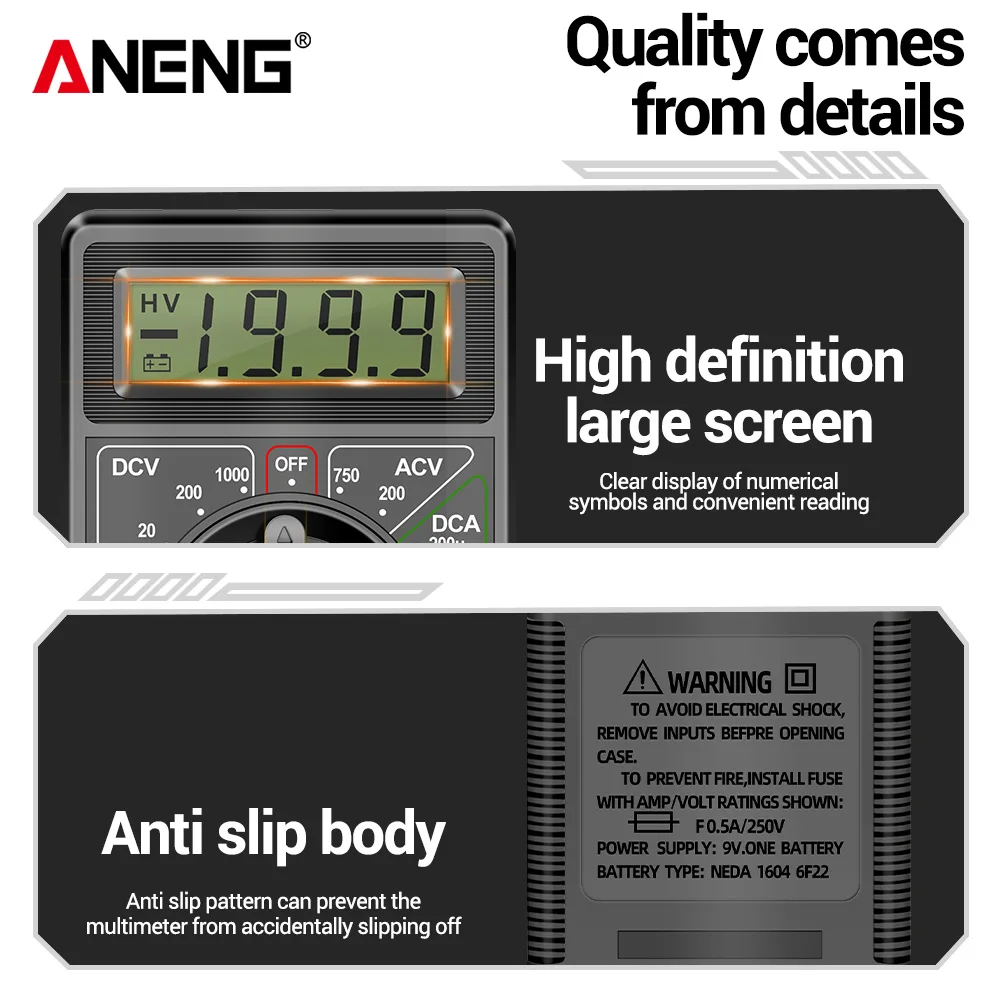 ANENG-multímetro Digital DT830B, herramienta profesional para electricista, medidor de voltaje CA/CC, diodo triodo de corriente CC, medidor portátil - imagen 4