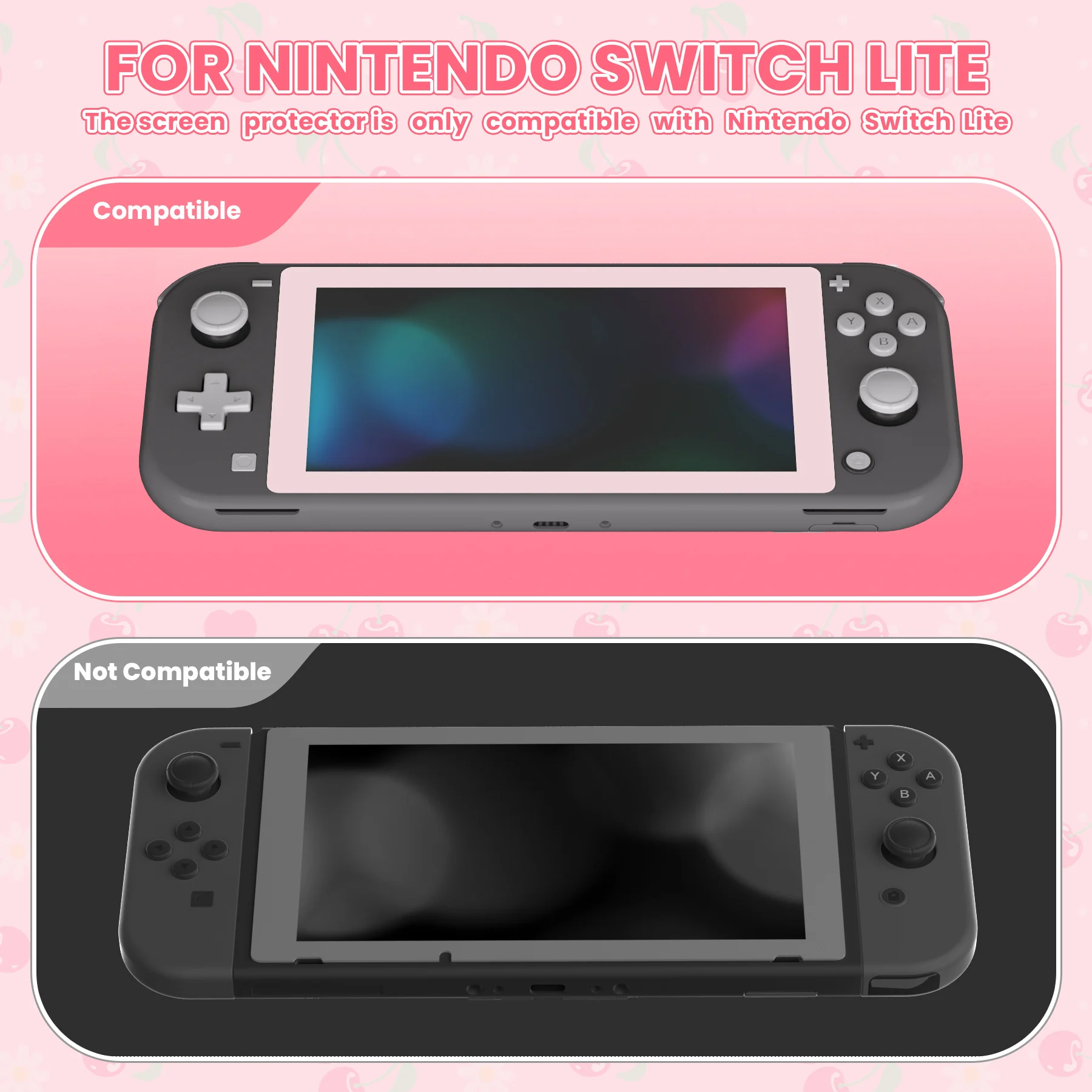 eXtremeRate Paquete de 2 protectores de pantalla de vidrio templado con película protectora transparente con borde para NS Switch Lite - Rosa de flores de cerezo - imagen 4