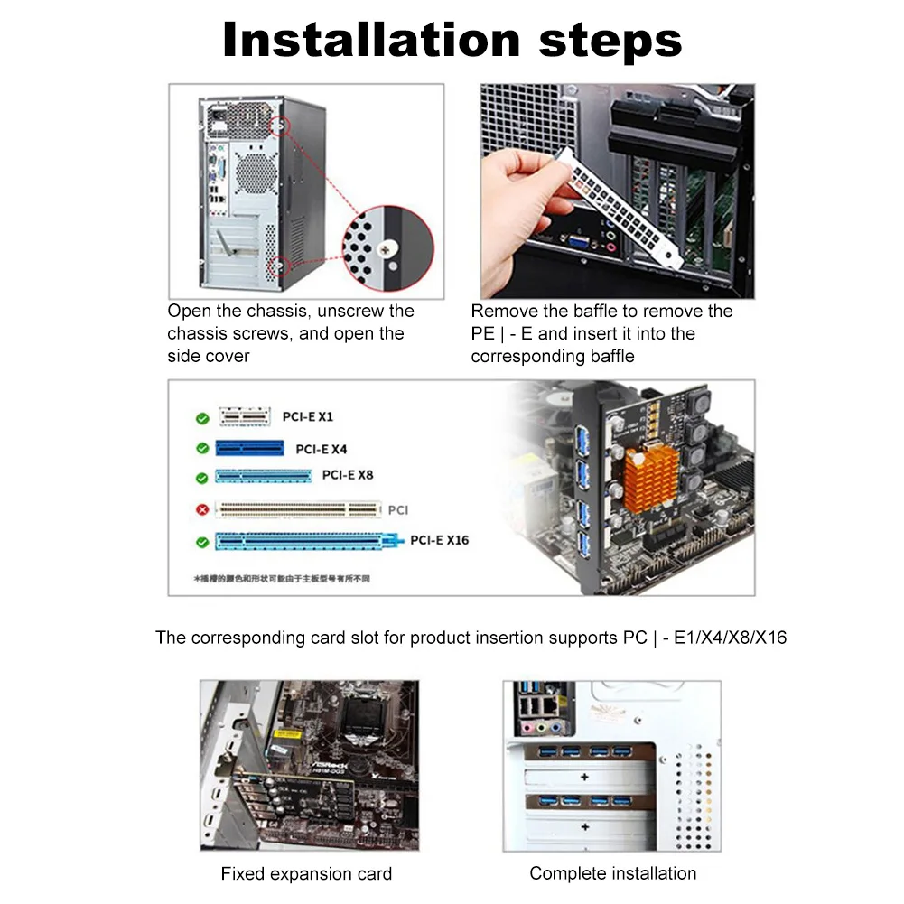 Adaptador de tarjeta de expansión USB 3,0 PCI-E, controlador de concentrador USB 3,0, 5Gbps, PCIe, 7 puertos, tarjeta elevadora para minería BTC para Chia Miner - imagen 5