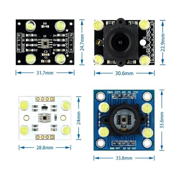 GY-31/GY-33 TCS34725 con lente gran angular TCS3200D/TCS230 Módulo sensor de identificación de color