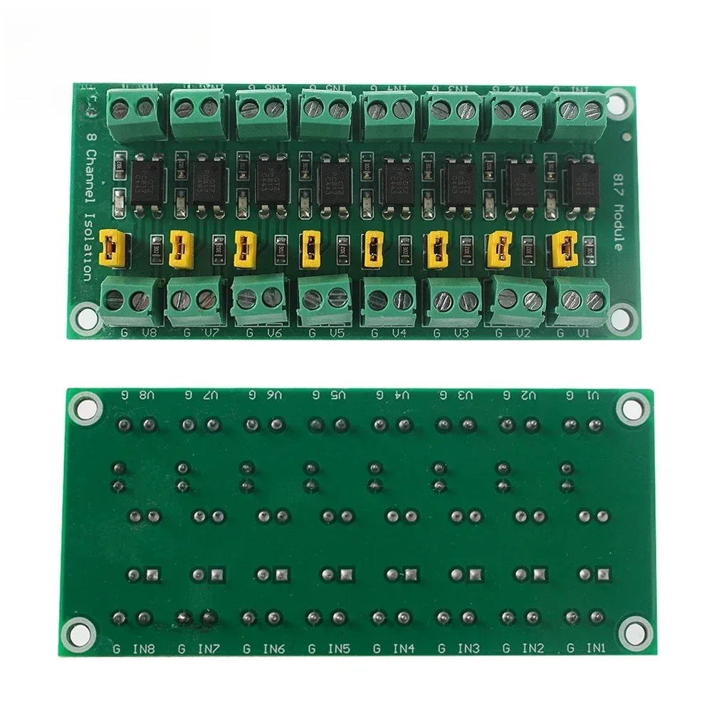 Optoacoplador PC817, placa de aislamiento de voltaje de 8 vías, módulo adaptador de Control de voltaje, módulo de aislamiento fotoeléctrico