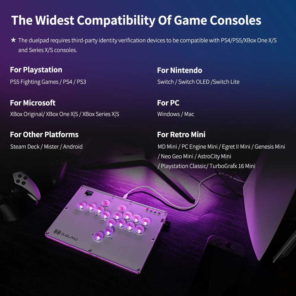 Duelpad-mando sin cables para PS5, Joystick de lucha, Joystick de Pico GP2040-CE para PC/Xbox/PS4/Switch - imagen 3