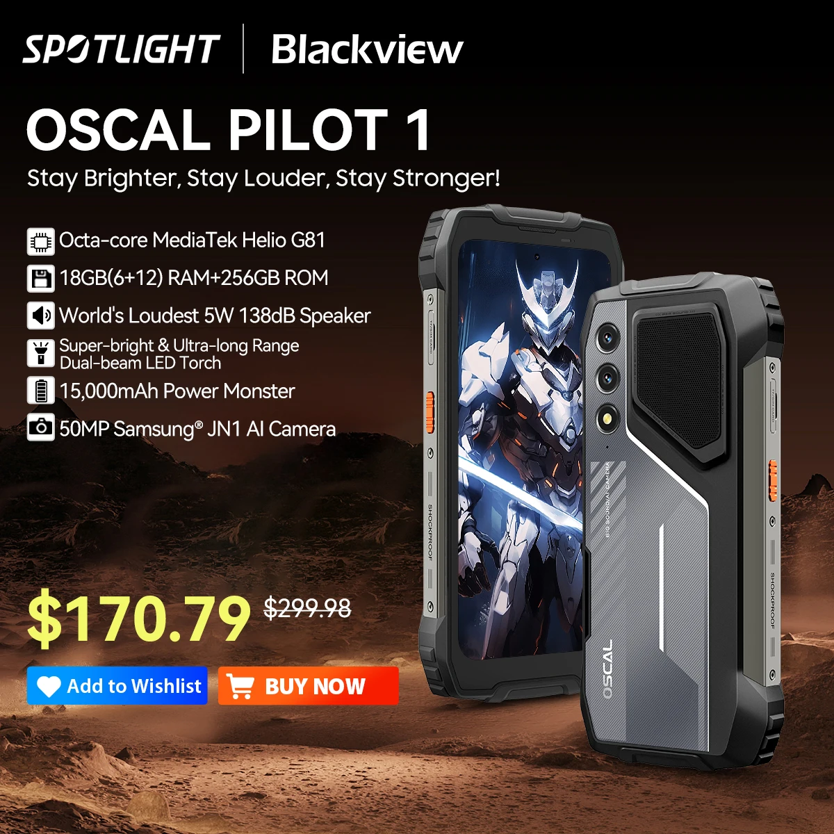 Blackview OSCAL PILOT 1 Rugged Phone, 6GB 256GB Smartphone Helio G81, 6.67'' Display Mobile Phone With 15000mAh, NFC Cellphones - imagen 2