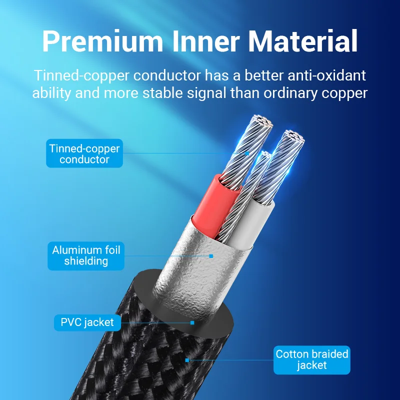 Vention Cable TRS de 3,5mm a doble 6,5mm AUX macho Mono 6,5 Jack a estéreo 3,5 Jack Cable de Audio para amplificador mezclador adaptador de 6,35mm - imagen 4