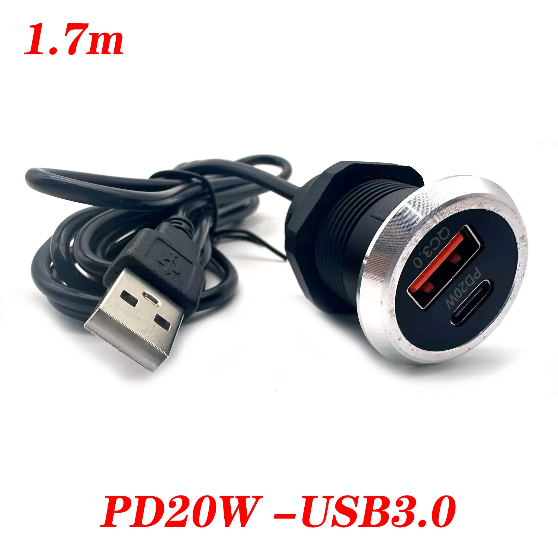 Cargador UsB integrado oculto de escritorio, 1 piezas, 5V/3A, 1 USB, 1 tipo C, mini cargador rápido para coche, toma de corriente integrada - imagen 3