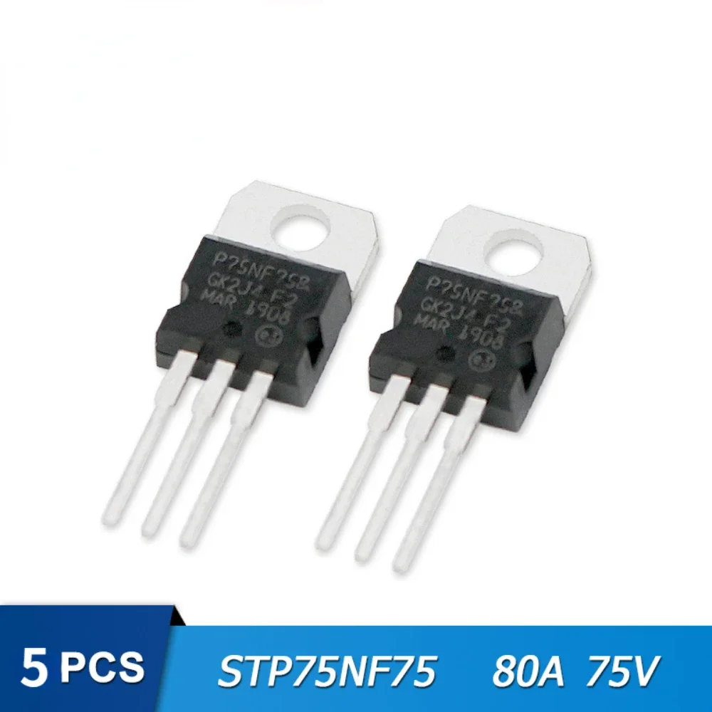 5/10 Uds STP75NF75 Transistor Mosfet transistores de efecto de campo TO-220 potencia 75V 80A componentes electrónicos DIY - imagen 3