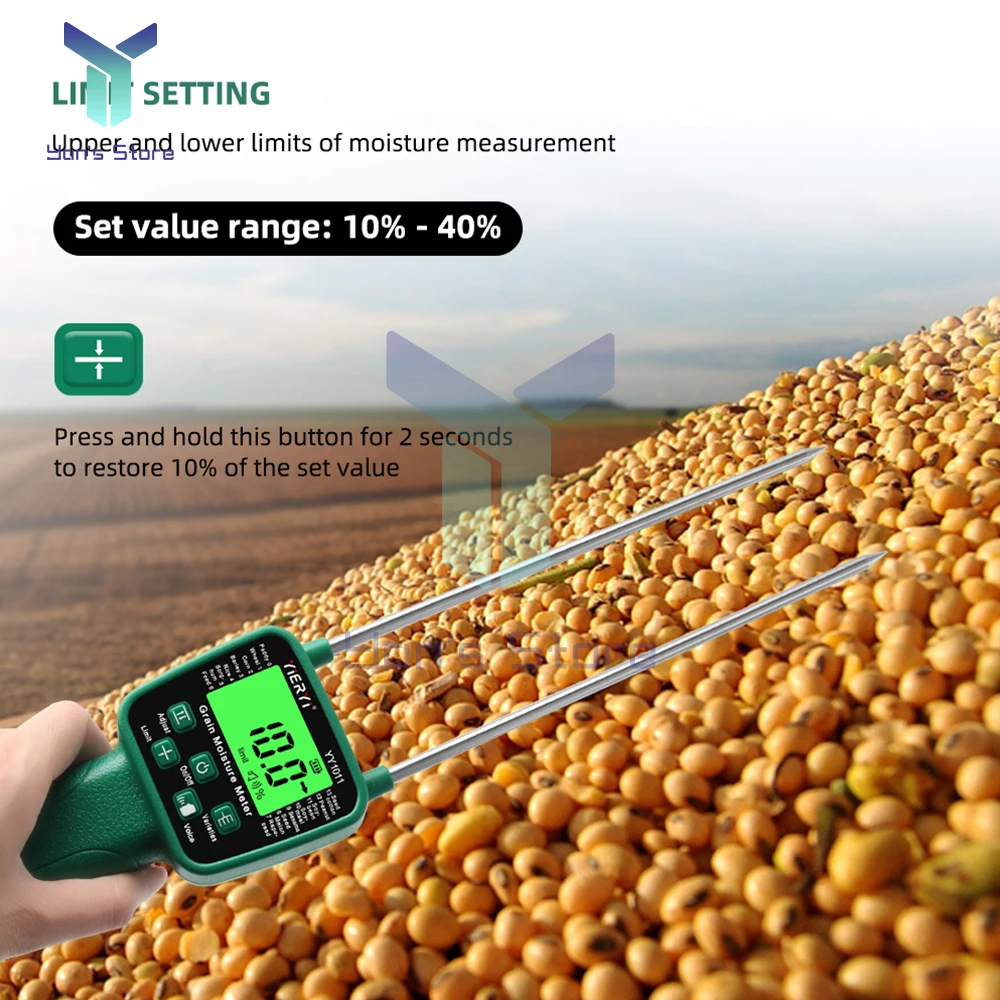 Medidor de humedad de grano YY-1011, probador Digital de contenido de humedad de grano para trigo, maíz, cebada, alimentación, soja, maní, algodón de semillas - imagen 4