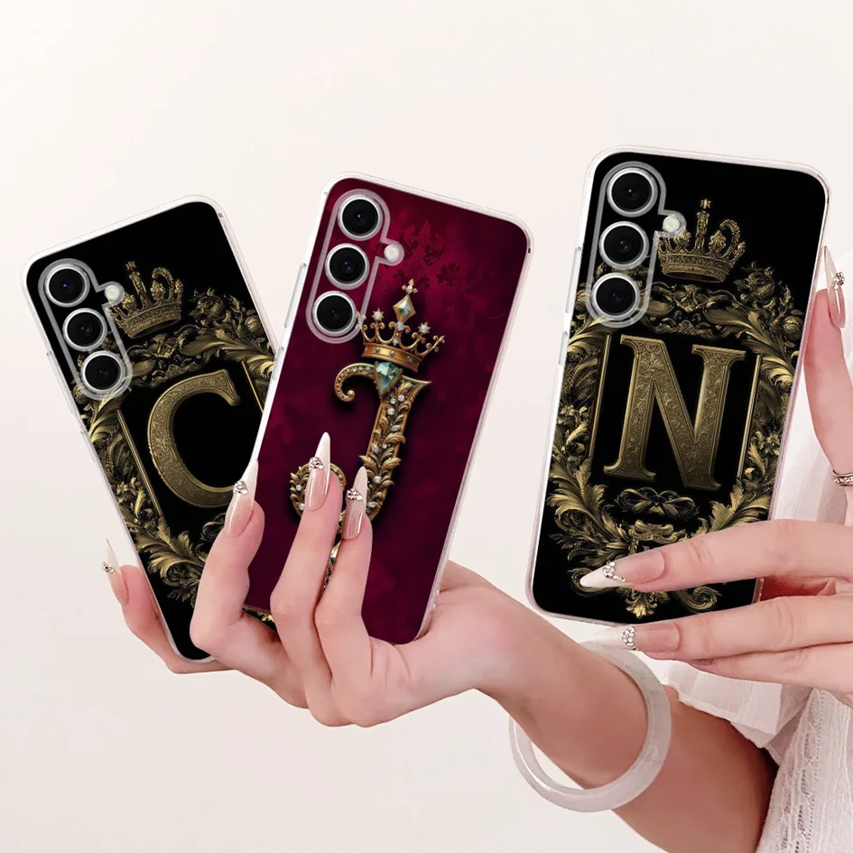 Para Samsung Galaxy S24 FE Funda con letras bonitas corona de silicona suave funda trasera delgada para Samsung S24 Plus Ultra Fundas S24 + S 24 Funda