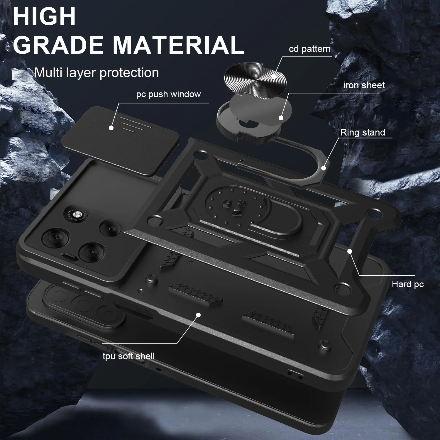 Para Moto G56 5G funda protectora para cámara deslizante fundas de teléfono para Motorola Moto G56 5G MotoG56 soporte magnético anillo contraportada - imagen 4