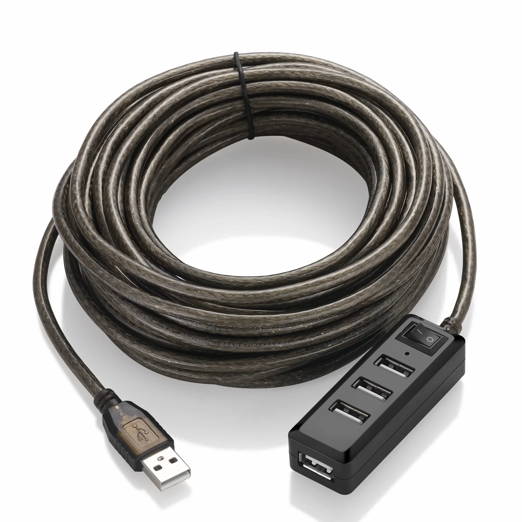 Bochara-Cable de extensión HUB USB 2,0, 4 puertos, repetidor activo macho a hembra, Chipset IC incorporado, doble blindaje, 5M, 10M, 15M - imagen 4