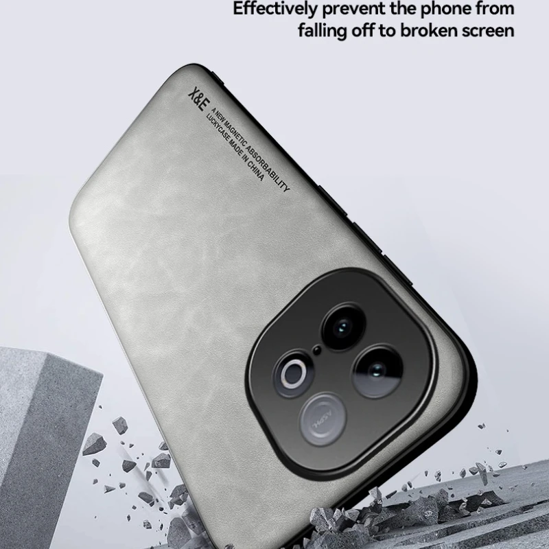 Para VIVO X200s, X200 funda Ultra magnética ELVEV Vintage duradera sensación de piel PU protección de lente de cuero cubierta de teléfono - imagen 2