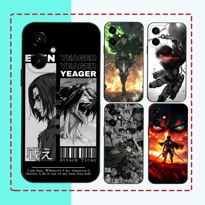 Funda Attack On Titan para Honor Play 5T 50 4T 40 4 3 30 20 Magic 7 6 5 Lite Pro Plus Youth 5G funda de teléfono negra