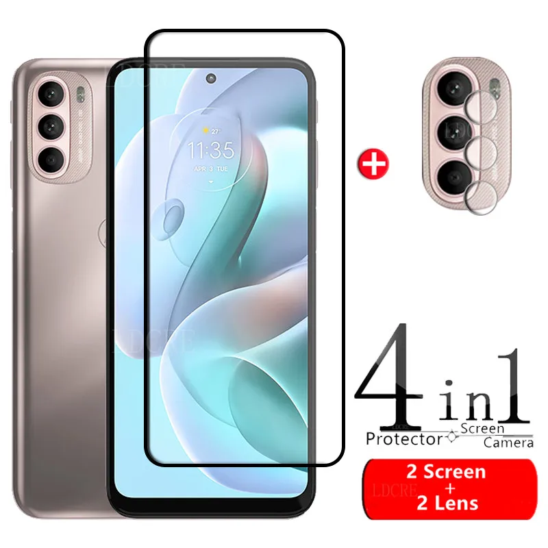 4 en 1 Protector de pantalla para Motorola Moto G41, cristal templado 9H, cubierta de pegamento completo para Moto G 41 G41, cristal de lente - imagen 2