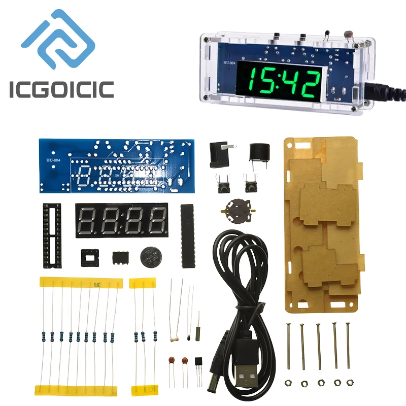 Kit de reloj Digital DIY, pantalla de fecha, semana, alarma de temperatura DS1302, proyecto de soldadura, práctica de aprendizaje, Kit electrónico Diy de soldadura