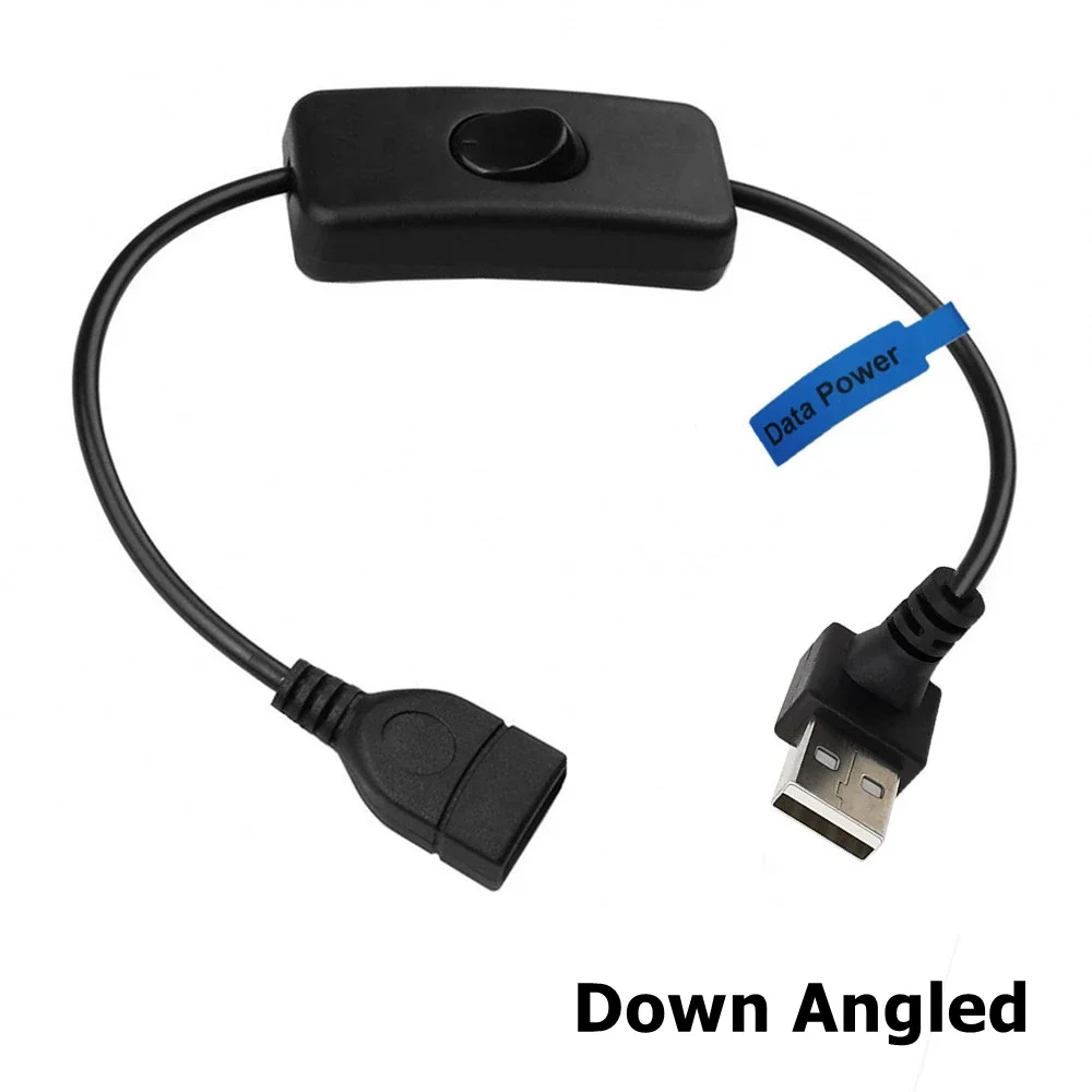 Cable de sincronización de datos de carga de extensión USB macho a hembra de 90 grados con interruptor de encendido y apagado indicador LED para lámpara LED de PC Raspberry Pi - imagen 3