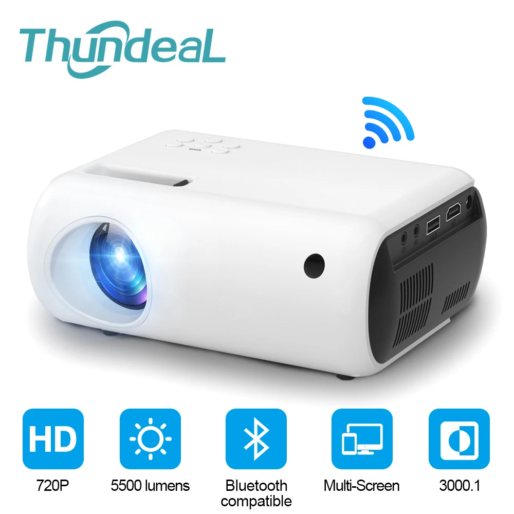 Thundeal-miniproyector LED TD50 para niños, dispositivo de proyección 3D portátil con Wifi, regalo de dibujos animados, para teléfonos y películas en casa, HD 1080P - imagen 2