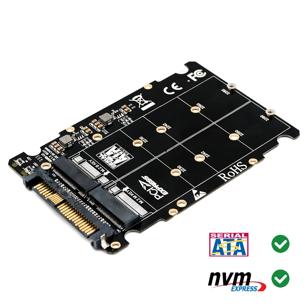 Adaptador M.2 SSD a U.2 2 en 1 M.2 NVMe y SATA-Bus NGFF SSD a PCI-e U.2 SFF-8639 Adaptador PCIe M2 Convertidor para Ordenadores de Escritorio - imagen 2