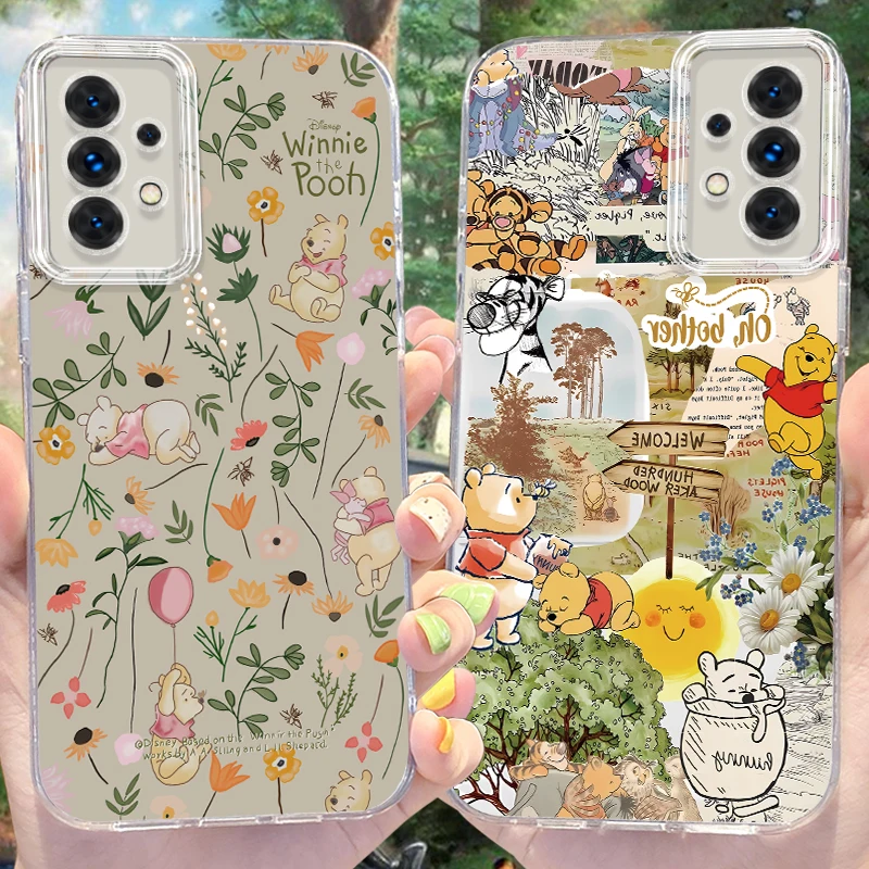 Funda Pooh Bear Shine Camlet para Samsung Galaxy S24 S23 Ultra Plus S21 FE A73 A72 A71 A54 A53 A52 A51 A50 A34 A33 A32 4G 5G