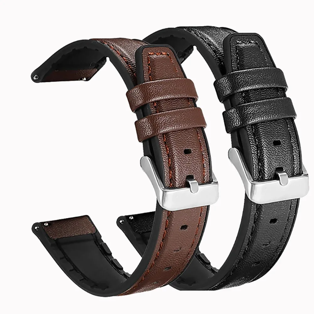 Correa de cuero + silicona para Fossil Band GEN 6 5 5E 44mm GEN 5 LTE 45mm/Carlyle/Julianna/Garrett HR accesorios de pulsera 22mm cinturón