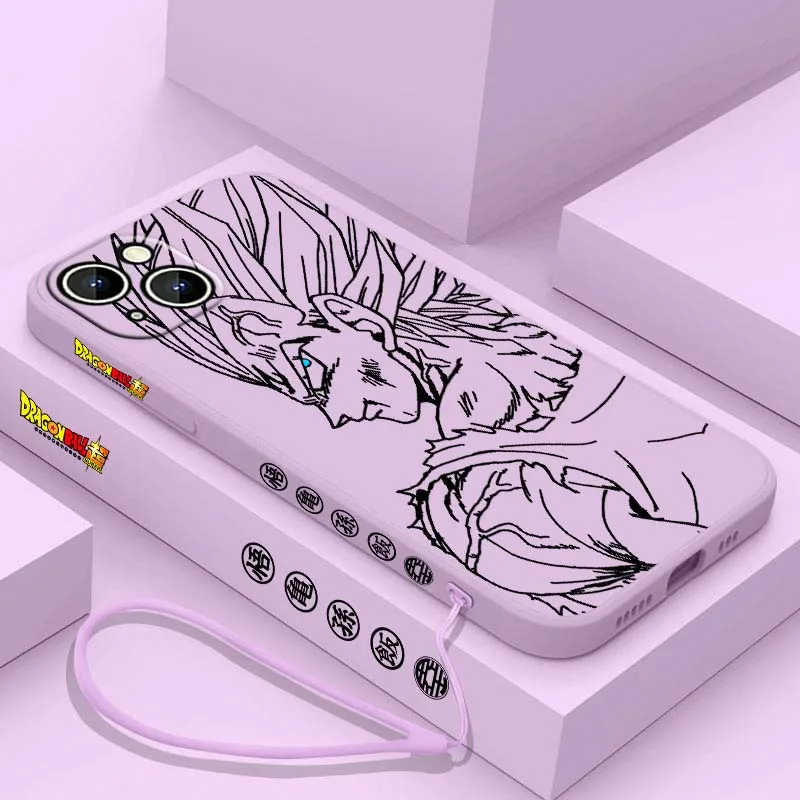 D-Dragon Ball Cool Vegeta Anime para Apple iPhone 17 16 15 14 13 12 11 Air Mini Plus Pro Max cubierta de la caja del teléfono de la cuerda izquierda líquida - imagen 5