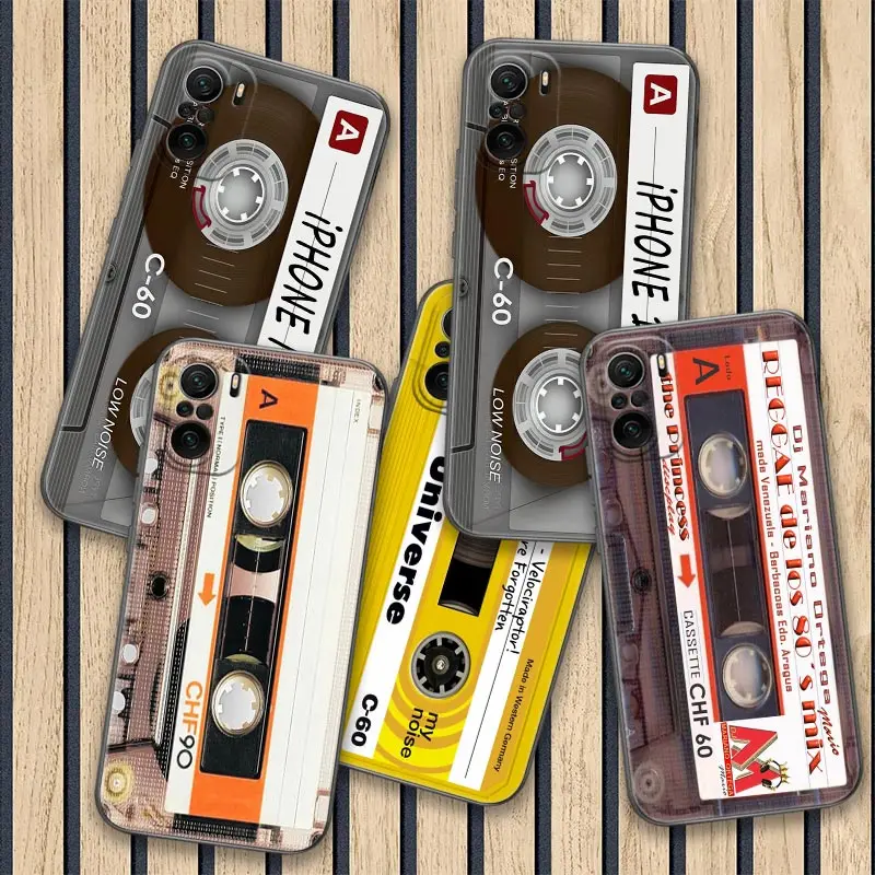 Cinta de casete de música Retro Para Xiaomi, funda NFC para Poco F3, F4, F5 Pro, X3, X4 Pro, GT, X5, M3, M4, M5, M5s, C40, C50, C51, C55