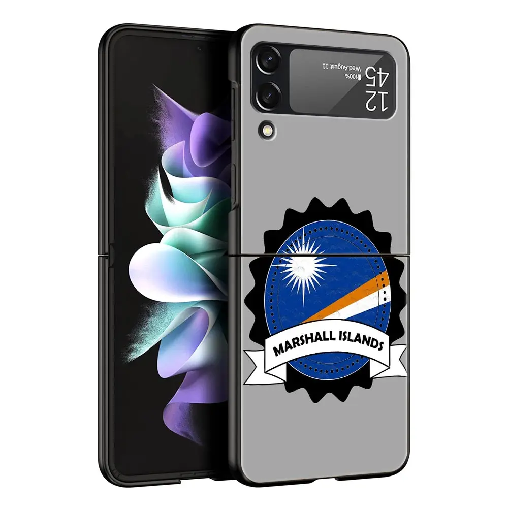 Funda de teléfono con bandera de las Islas Marshall para Samsung Galaxy Z Flip3 Flip4 Flip5, carcasa para Z Flip 3 4 5 6 7, funda trasera plegable dura - imagen 3