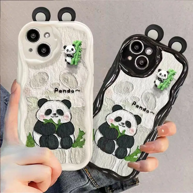 Funda de teléfono de Panda 3D de dibujos animados para VIVO, Y22S, Y36, Y17S, Y21, Y33S, Y21S, Y35, Y15S, Y15A, Y01, Y16, Y20, V29E, V30E, V25, V23, V27, V30 Pro - imagen 2