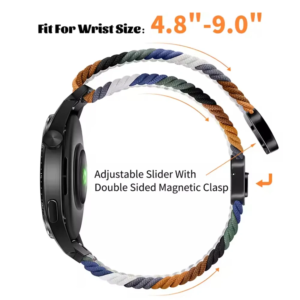 Correa deportiva trenzada de 22mm para Xiaomi Watch Color2, banda de nailon Mi Watch 2 Pro S4 S3 S2 46mm S1 Active/Pro, pulsera con hebilla magnética - imagen 5
