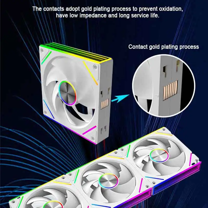 UPSIREN WF-3 ventilador de refrigeración de chasis de empalme inalámbrico/ARGB 120X120X25MM (3 piezas)/soporta sincronización de placa base PWM y ARGB - imagen 2