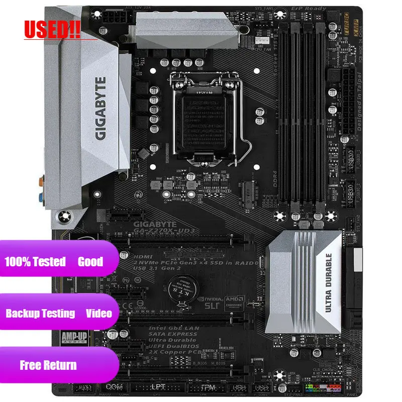 GIGABYTE-placa base GA-Z270X-UD3 LGA 1151 Intel Z270, HDMI, SATA, 6 Gb/s, USB 3,1, ATX