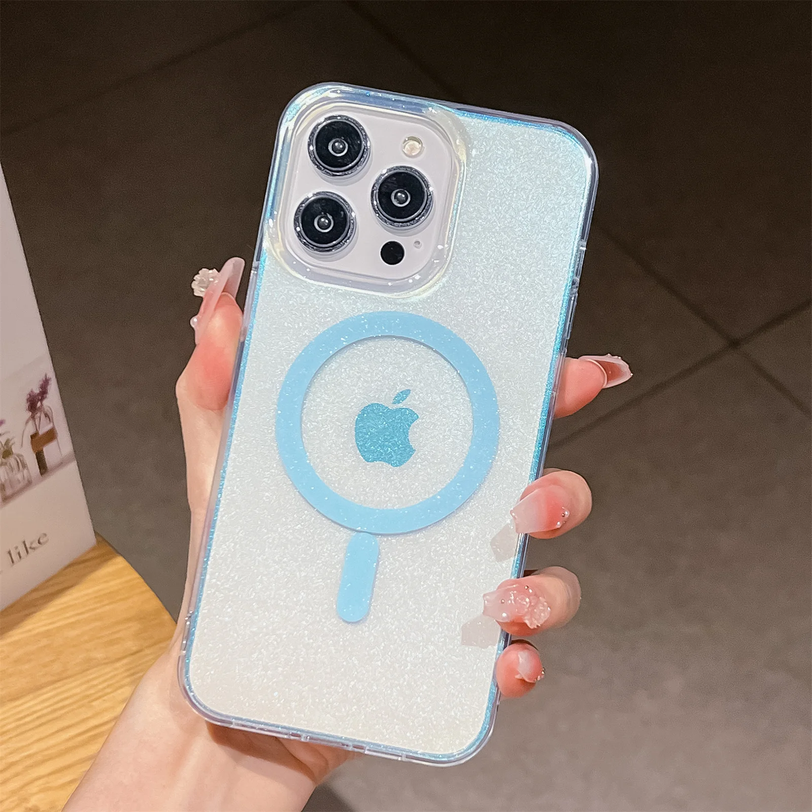 Funda magnética transparente con purpurina para iPhone 15 Pro Max, 11, 12, 13, 14 Pro, 15 Plus, Magsafe, holográfica, parachoques suave a prueba de golpes - imagen 5