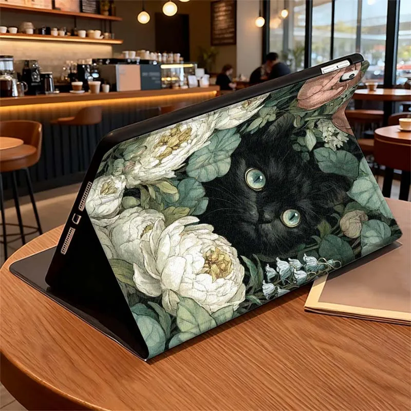 Regalo Popular de flor de dibujos animados de gato para iPad Pro Air Mini 2 3 4 5 6 7 7th 8th 9th 10th 11th 10,2 9,7 10,5 11 12,9 13 funda para tableta - imagen 5
