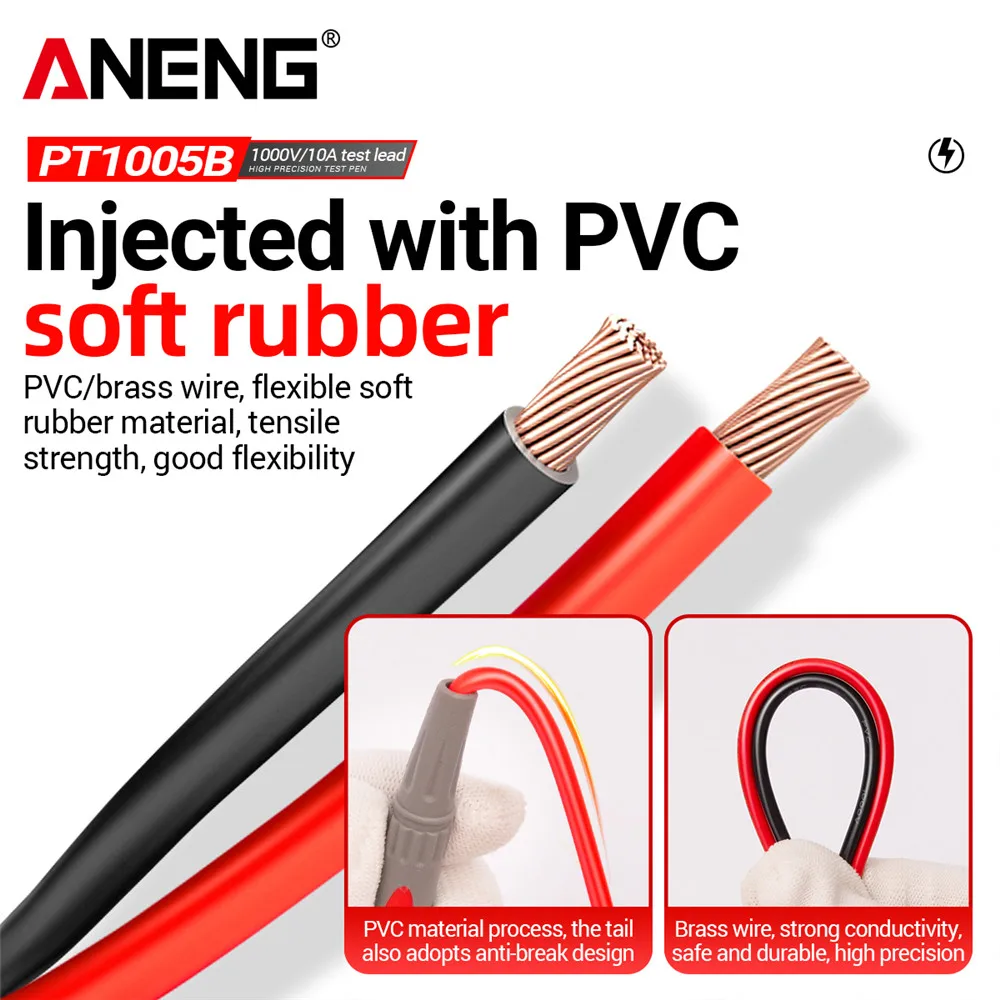 ANENG PT1005B 10A 1000V multímetro Digital sonda Cable de prueba Universal aguja Pin Cable pluma Kit voltímetro de corriente Cable de prueba - imagen 3