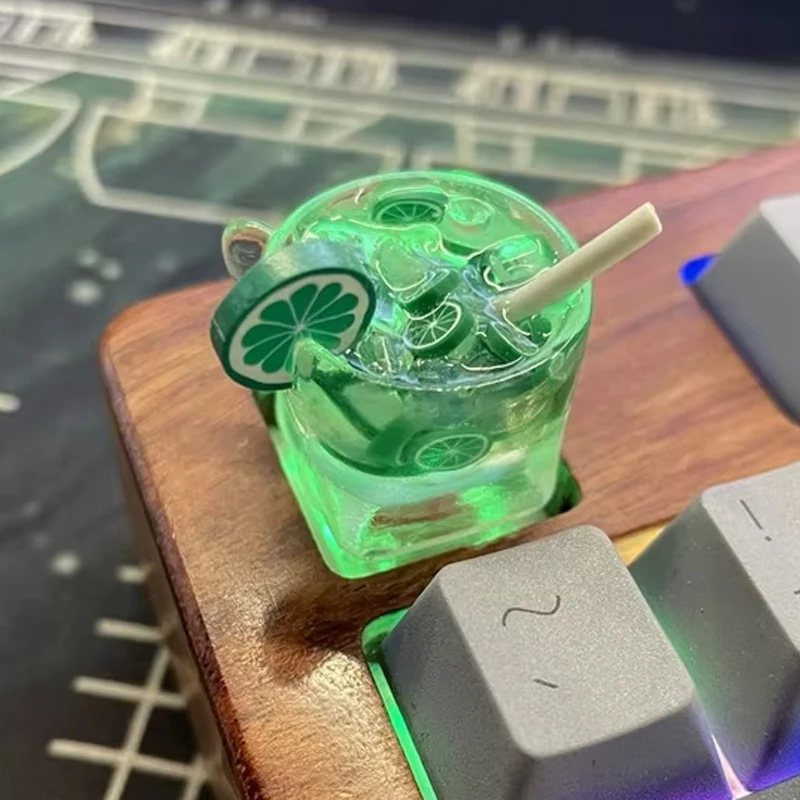 Tecla de fruta de resina personalizada con té de limón transparente, botón de teclado mecánico, interruptor Cherry Mx, tecla de eje transversal - imagen 2