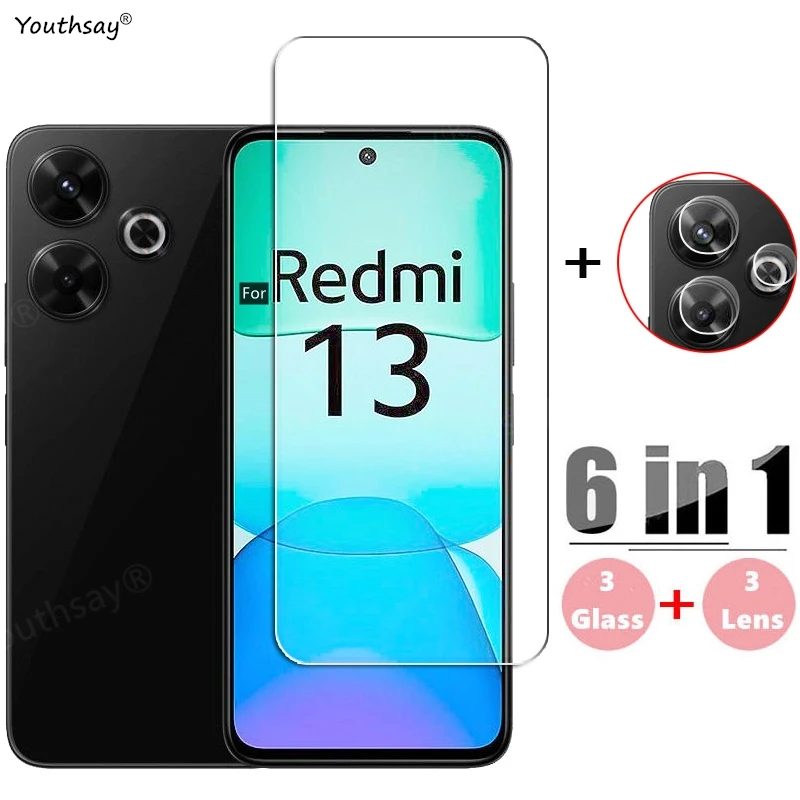 Vidrio Templado completo Gule para Xiaomi Redmi 13, Protector de pantalla HD, película protectora de lente de teléfono para Redmi 13