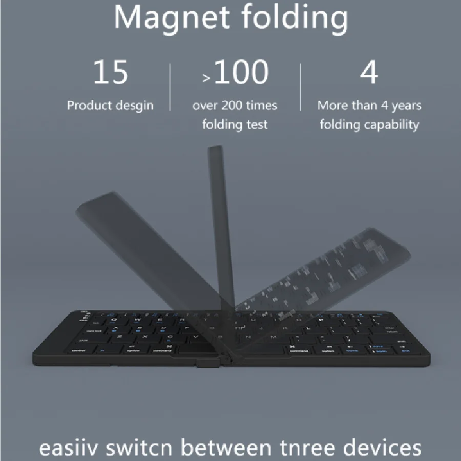 BOW-teclado plegable con Bluetooth, inalámbrico recargable, teclado plegable de 2,4G para iPhone, ipad, portátil y de escritorio - imagen 3