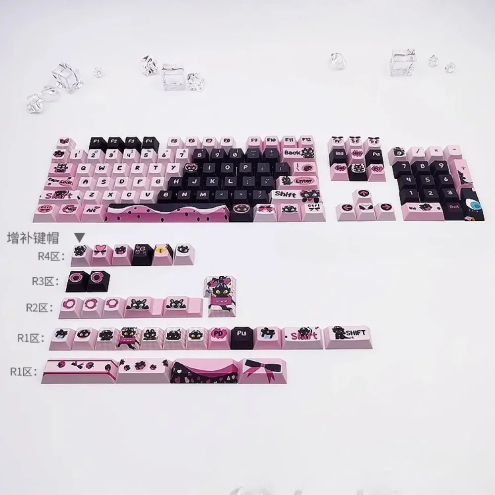 Juego de teclas Little Black Dragon PBT, bonita cereza MOA personalizada para teclado mecánico para juegos 60/64/84/98/108, interruptor MX - imagen 5